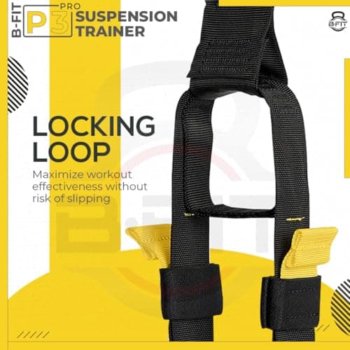 B fit Polyester All in One Suspension Trainer Kit, Full Body Workout for Home, Gym, Outdoor Lightweight, Portable, Adjustable Resistance System for Muscle Building, Fat Burning, Improve Cardio 4