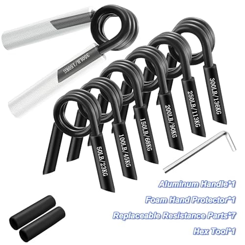 Proberos® 50-350lbs Adjustable Hand Grip Strengtheners Set 7-in-1 Hand, Wrist & Forearm Strengthener with Aviation Aluminum Alloy Build, Foam Overgrips for Comfort, Portable for Gym, Office & Travel 4