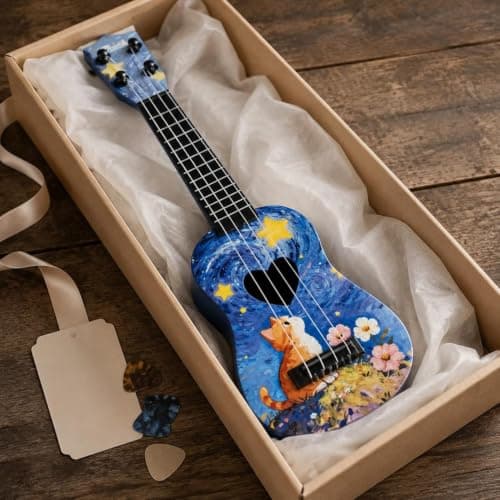 UJEAVETTE 42 Cm Ukulele Toy Playable Children's Ukulele Beginner Friendly Mini Guitar for Beginners, Playtime, Pattern 1 4