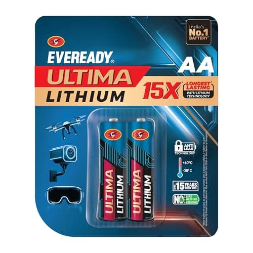 EVEREADY Ultima Lithium AA Batteries – Pack of 2, 15X Longest Lasting, Anti-Leak Technology, Lightweight for High Performance Devices
