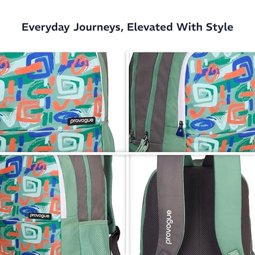 Provogue Vortex EasyGo Laptop Backpack 33L - School Bag for Girls & Boys with 3 large compartments | With Organiser, Bottle Holder & Laptop Compartment, Green 5