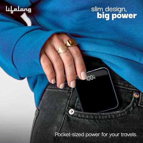 Lifelong Electronics 10000 mAh Fast | Compact Power Bank | 22.5 W Output, 4 Input/Output Ports, Cable Included | Quick Charge 3.0 | Portable Charger for Mobiles, Earbuds, Speakers & Others (Dark Blue) 5