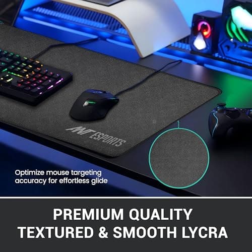 Ant Esports MP320S - Speed Gaming Mouse Pad-XL-Extended Large with Stitched Edges, Waterproof Non-Slip Base for Gaming & Office – Black 3