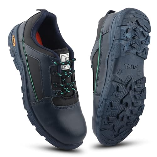 FUEL Armour-3-SD Synthetic & Treated Fabric Steel Toe Industrial Safety Shoes for Men with PVC Single Density Sole (Blue-11UK)