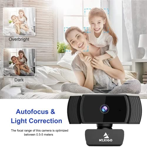 NexiGo AutoFocus 1080p Webcam with Microphone and Privacy Cover, Noise Reduction, HD USB Web Camera, for Online Class, Zoom Meeting YouTube Skype Facetime, PC Mac Laptop Desktop (Upgraded) 3