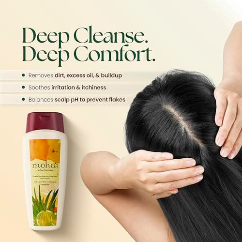 Moha Herbal Shampoo With Amla, Aloe, Bhringraj & Brahmi for Cleansing, Nourishing & Strengthens Hair Roots and Scalp | Hair Growth & Anti-Hair Fall Daily Use Shampoo | Removes Dirt, Excess Oil, and Bu 2