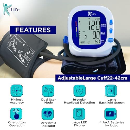 K-Life Model Bpm-104 Fully Automatic Digital Electronic Blood Pressure Checking Monitor, Bp Moniter - White 3