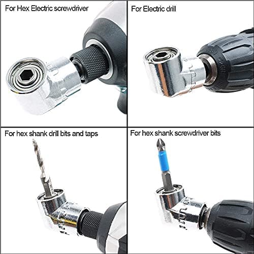 ATHGLOBAL 105 Degree Right Angle Drill Drive Chrome Finish Adaptor Or Hex Shank Screwdriver Attachment 1/4 Inch Angled Adapter Bit Socket Set Tool 1 Piece, 0.25 Inches 3
