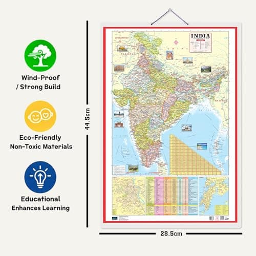World and India Map Early Learning 30 inch X 20 inch Educational Chart for Kids- Non-Tearable and Waterproof, Double Sides Printed Laminated Chart, ... - Paper Print Wall Chart – 27 November 2025 2