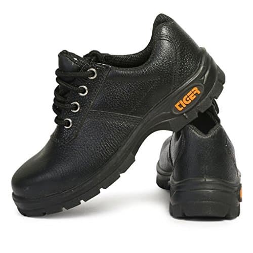 Tiger Men's Low Ankle Lorex Steel Toe Safety Shoes (Size 9 UK, Black, Leather) 2