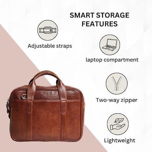H HAANS - The Leather Store Walnut Brown Messenger Work Bag | Genuine Leather | Stylish & Durable | Everyday Use 5