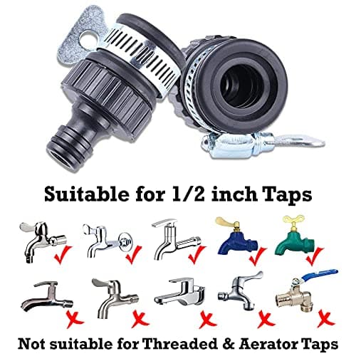 HOKIPO Plastic 1/2" Tap Adapter Hose Pipe Fitting For Kitchen Gardening Car Washing Cleaning, Pack Of 2 (AR1691*2), 6 X 5 Cm 3