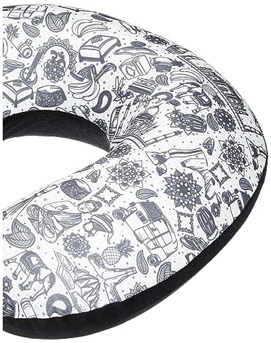 Amazon Basics 100% Memory Foam Travel Neck Pillow with Eye Mask and Ear Plugs Combo|Ergonomically Designed for Ultimate Comfort, Perfect for Air, Car, Train, Bus Travel- I Love India, Standard Size 3
