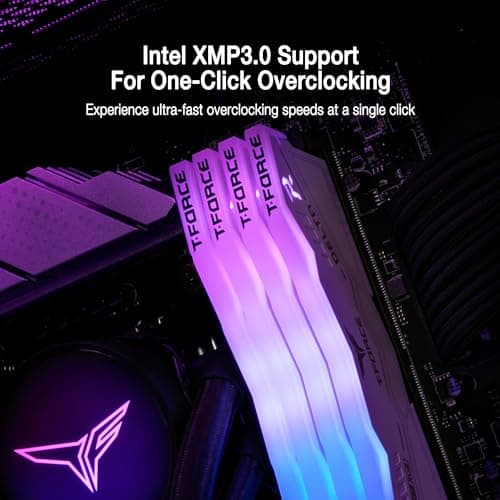 TeamGroup T-Force Delta RGB 2x16GB 7200MHz (7200MT/s) CL34 White 32GB DDR5 RAM Kit, Desktop Gaming Memory, Metal Heatsink, ARGB Sync, ECC, XMP 3.0/EXPO, For Intel/AMD CPU, High Performance Low Latency 3