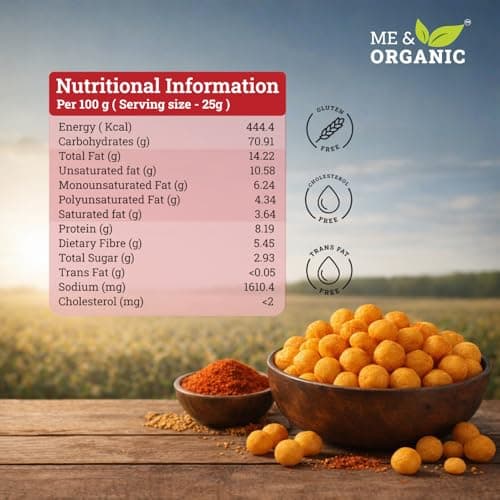 ME&ORGANIC Jowar Puffs Peri Peri Flavor | Healthy Roasted Sorghum Snacks | Gluten-Free, High Fiber, Light & Crunchy Snack | No Maida, No Preservatives | 50g Pack (Pack of 5) 2