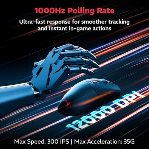 daWg Slay 50, 12000 DPI Wireless Gaming Mouse, PixArt 3311, 80Hrs* Backup, 1000Hz, 65gm Lightweight, 300IPS, 35G Acceleration, 6 Buttons, 20M Switch, RGB Charging Dock, Tri-Model (Black) 2