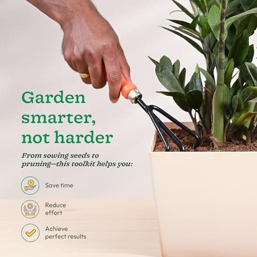 UGAOO Gardening Tools Kit for Home Garden – 5 Pcs Garden Tools Set with Cultivator, Fork, Narrow Trowel, Wide Trowel & Weeder | Heavy Duty Planting Tools for Home Gardening 5