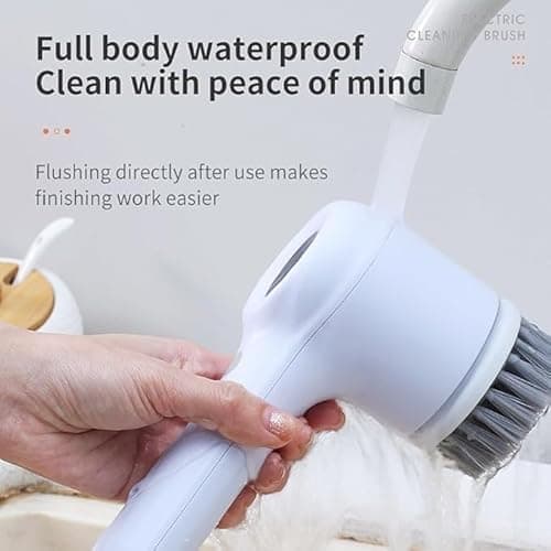 RXCINOZ 5 in 1 Electric Spin Scrubber Handheld Power with LED Display, 2-Speed Rechargeable Cleaning Brush, 1200mAh Battery & 5 Interchangeable Heads for Bathroom, Kitchen & Tile (5 in 1 Scrubber) 5
