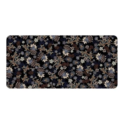 Floral Garden Pattern Design Extended Mouse Pad Desk Mat 11 x 23 Inches, Non-Slip Base, Stitched Edges, Smooth Surface for Office, Home, and Gaming Use