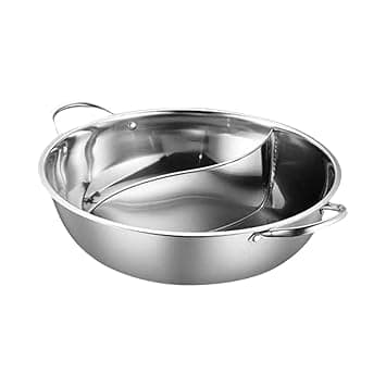 Shabu Pot with Divider Double Flavor for Gas Stove Induction Cooktop Camping 36cm