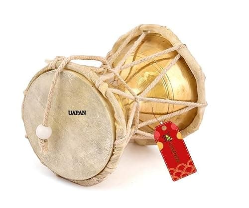UAPAN Brass Damru Indian Musical Instrument/Pooja Articles/Home Decor & Kids Toys (4inch)