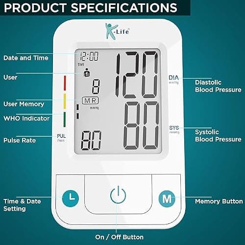 K-Life - Bpm-107 Fully Automatic Digital Electronic Blood Pressure Monitor - Portable Digital Blood Pressure Machine - Accurate Measurement Blood Pressure Monitor Digital Bp Moniter - White 2