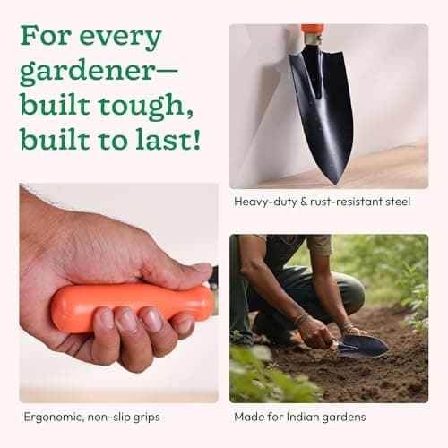 Ugaoo Gardening Tools Kit for Home Garden – 3 Pcs Garden Tools Set with Khurpi, Trowel, Weeder | Heavy Duty Planting Accessories, Plant Tools, Garden Accessories for Home Gardening 4