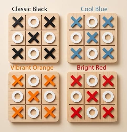 Wooden Tic Tac Toe Board Game (18x18cm) Classic XOXO Strategy Puzzle for Kids & Adults Portable Travel Size Brain Teaser Perfect Birthday & Festival Gift Item Random Color (1 Piece) 5