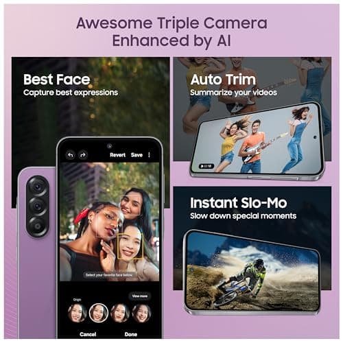 Samsung Galaxy A56 5G (Awesome Violet Glow, 8GB, 128GB) | Segment Most Complete Triple Camera | AI Editing | 4nm Processor | sAMOLED Display| Gorilla Glass Victus+| 5 Gen OS Upgrades 4