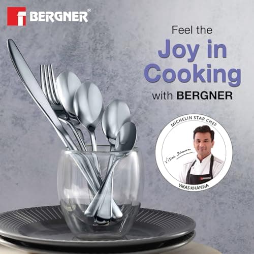 Bergner BE Essentials Baguette Stainless Steel 6 Pcs Dinner Fork Set, 19cm Long Fork, Non-Magnetic Steel Premium Forks for Home and Kitchen, Easy to Clean, Modern Aesthetics, 1.6mm Thickness - Silver 2