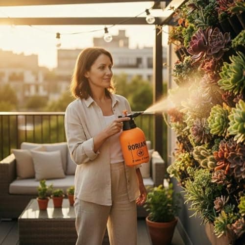 RORIAN 2-Liter Pump Pressure Sprayer – Handheld Garden Sprayer with Adjustable Brass Nozzle for Plants, Lawn, Cleaning, and Fertilizing – 2L / 4.5 Pints 3