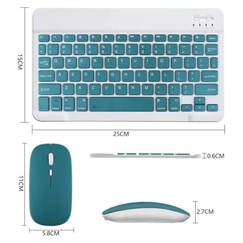 RyzCare Wireless Bluetooth Keyboard & Mouse Combo (1 Set), Rechargeable Slim Typewriter-Style Compact Keyboard & Mouse for iPhone/iPad/Laptop/Android – Multicolor 2