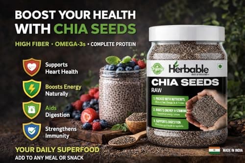 Herbable Raw Chia Seeds 500g | High Fibre, Omega-3, Protein Rich Superfood | Gluten-Free, Vegan | Supports Digestion, Energy, Weight Management 2