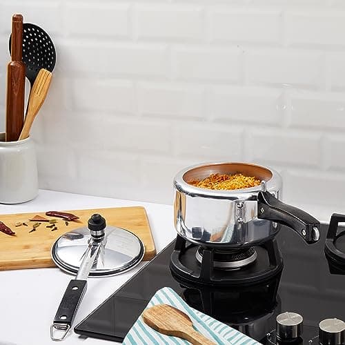 Amazon Brand - Solimo - Sleek Induction Bottom Aluminium Pressure Cooker - 2 Liter (Inner Lid), Silver 3
