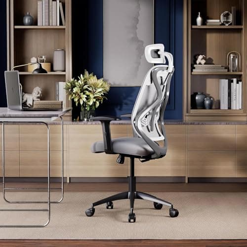 Wakefit Gravita Ergonomic Office Chair for Work | 3 Year Warranty | Single Lock and Recline | Soft Armrest with 3 Dimension adjustability| Strong Nylon Base | 8+ Hours of Comfort| White and Grey