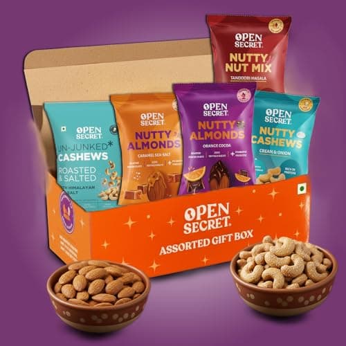 Open Secret Premium Dry Fruit Gift Box | Assorted Cashews & Almonds | Healthy Gifting Hamper for Ramadan, Festive Occasions & Corporate Celebrations