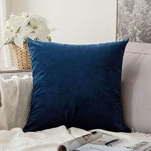 Khooti Velvet Cushion Covers Pack of 2-26" x 26" / 66 x 66 cm - Navy Blue - Soft Pillow Covers Cushion Case for Sofa Bedroom Livingroom Chair Car, Cushion Cover 2