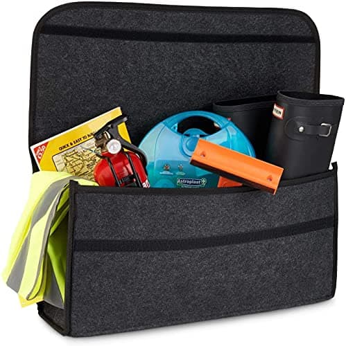 House of Quirk Car Trunk Organizers Large Anti Slip Car Trunk Compartment Boot Cleaning Supplies Storage Organizer Utility Tool Bag (Dark Grey) (Felt) 5