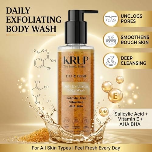 KRUP 3-in-1 Ultimate Grooming Kit | Anti-Dandruff Shampoo (200ml), Exfoliating Body Wash (200ml) & Aqua Glow Face Wash (100ml) | Complete Hair, Body & Face Skincare Combo | Paraben Free 2