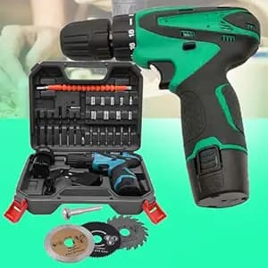 Galaxe Cordless Power Drill Sets 12V Electric Screwdriver Power Tool Set Box Brushless Motor Impact Cordless Drill with 3pcs mini circular saw blades cutting disc (GLX12V3CD10, 31pcs tool kit)