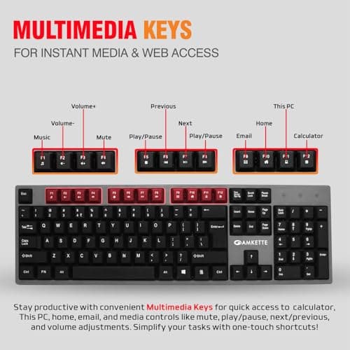 Amkette Lexus Neo Keyboard Mouse Combo Wired for Laptops, PCs, & USB-Compatible Devices | UV-Coated, Long-Lasting, Anti-Fade Keys | Spill-Resistant Design | Multimedia Keys | Comfortable Typing (Grey) 3