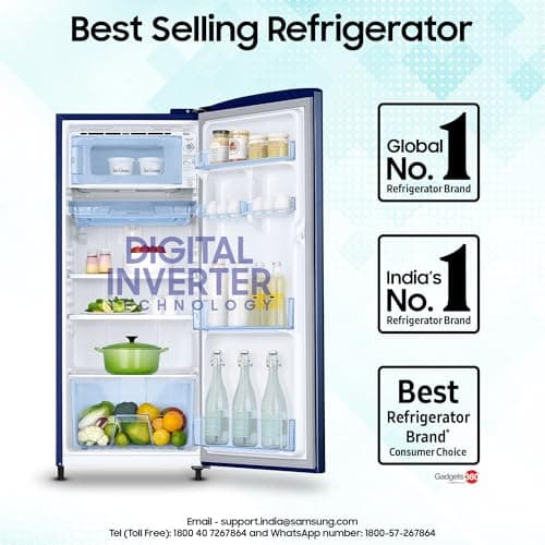 Samsung 183 L, 4 Star, Digital Inverter, Direct-Cool Single Door Refrigerator (RR20C1724CU/HL, Camellia Blue) 4