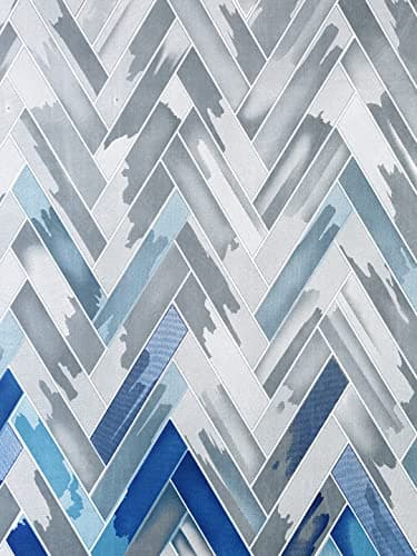 Home Sizzler 2 Pieces Geometrical Panel Eyelet Polyester Long Door Curtains - 8 Feet, Blue 3