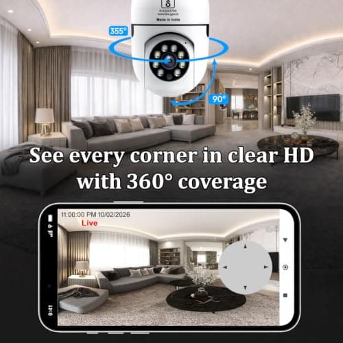 IFITech FTY HD Smart Wi-Fi CCTV Home Security Camera | Indoor 360° Smart CCTV Camera | Bulb Camera | 256GB SD Card Support (Not Included) | Perfect for Home, Office Monitoring 4