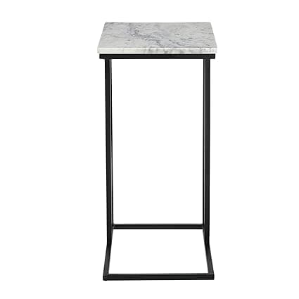 INTERNATIONAL FURNITURE & IRON Sofa Table, Metal Black, Wonder White Marble, 45 X 30 X 61Cm