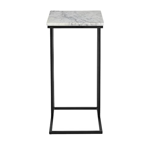 INTERNATIONAL FURNITURE & IRON Sofa Table, Metal Black, Wonder White Marble, 45 X 30 X 61Cm