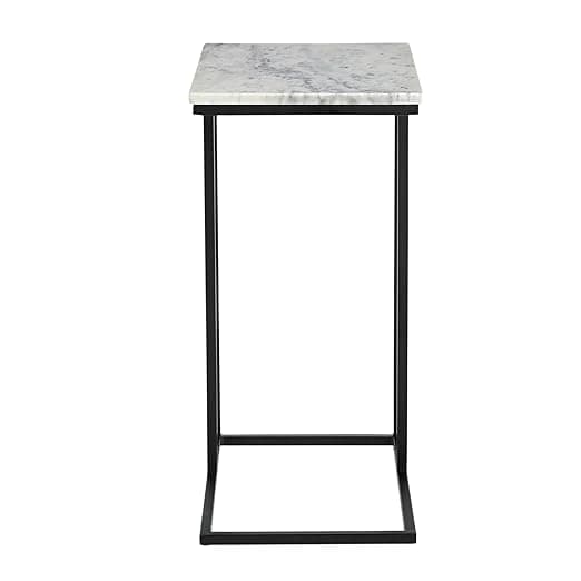 INTERNATIONAL FURNITURE & IRON Sofa Table, Metal Black, Wonder White Marble, 45 X 30 X 61Cm