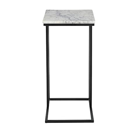 INTERNATIONAL FURNITURE & IRON Sofa Table, Metal Black, Wonder White Marble, 45 X 30 X 61Cm