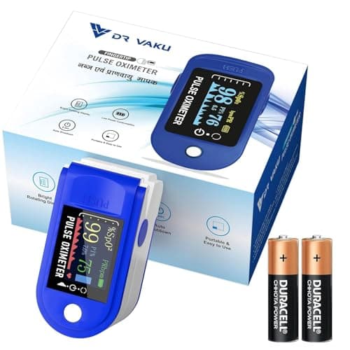 DR VAKU Swadesi Pulse Oximeter Fingertip Blood Oxygen Saturation & Heart Rate Monitor [Battery Included] – Blue