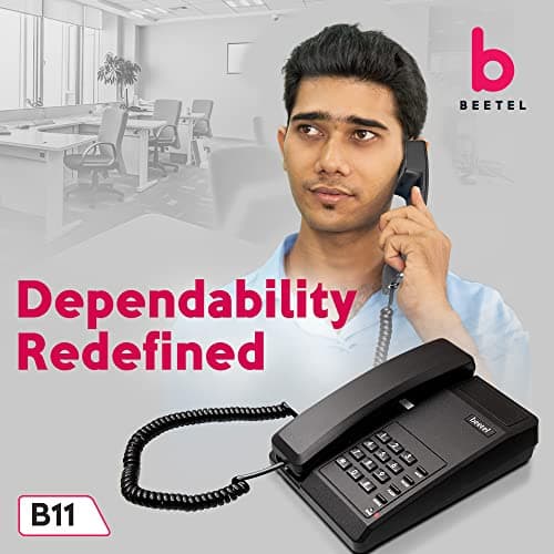 Beetel B11 Corded Landline Phone, Ringer Volume Control, LED for Ring Indication, Wall/Desk Mountable, Classic Design, Clear Call Quality, Mute/Pause/Flash/Redial Function (Made in India)(Black)(B11) 2